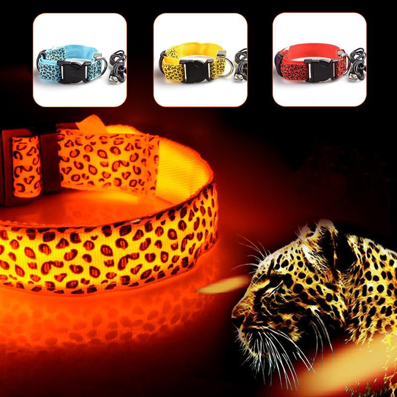 LED leuchtendes Hundehalsband mit Leopardenmuster